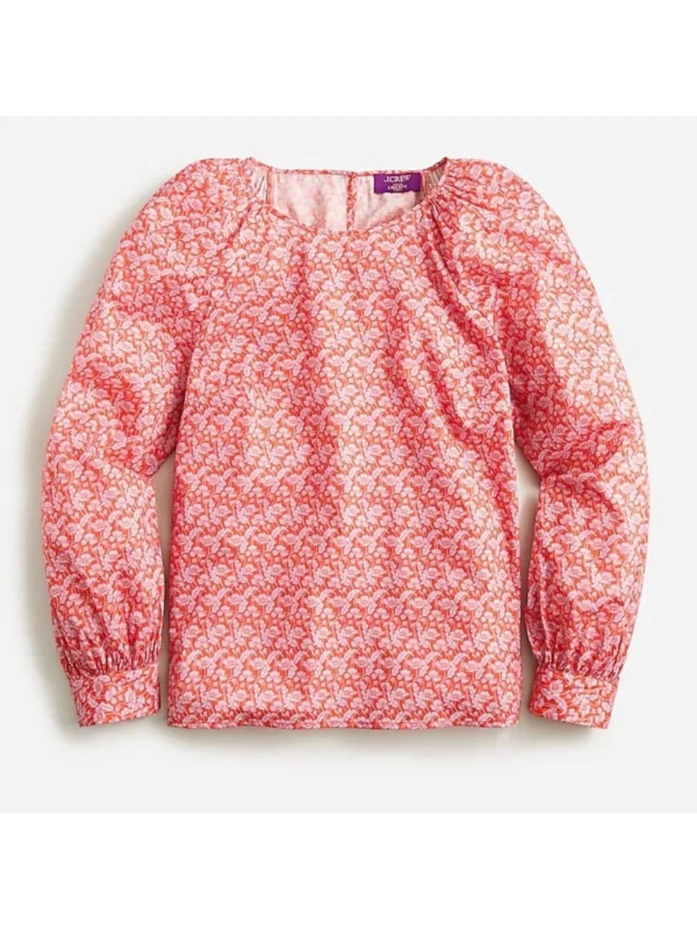 J. Crew Puff-Sleeve Roundneck Cotton Blouse in Liberty Toutouayette Fabric - S